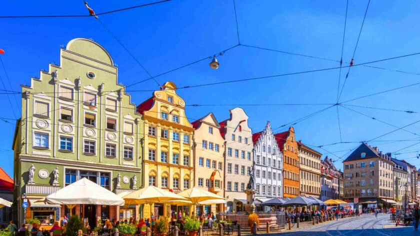 Maximilianstrasse, la calle más importante de Augsburgo. Audioguía de Augsburgo con DareMapp