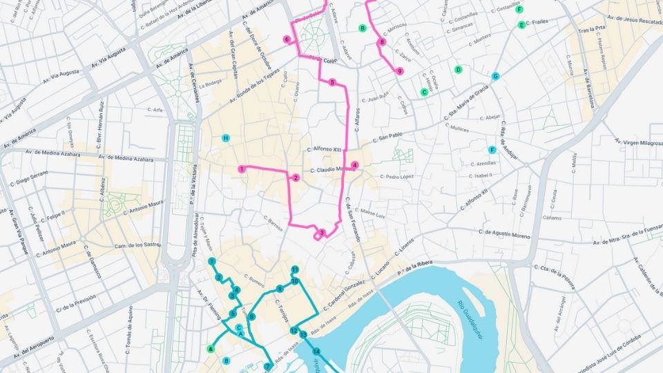 Self-guided tour in Cordoba 5 Mapa Cordoba EN