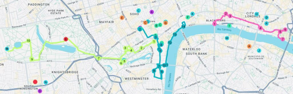 Self-guided tour in London 5 Mapa Londres