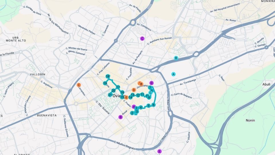 Visita guiada en Oviedo 5 Mapa Oviedo