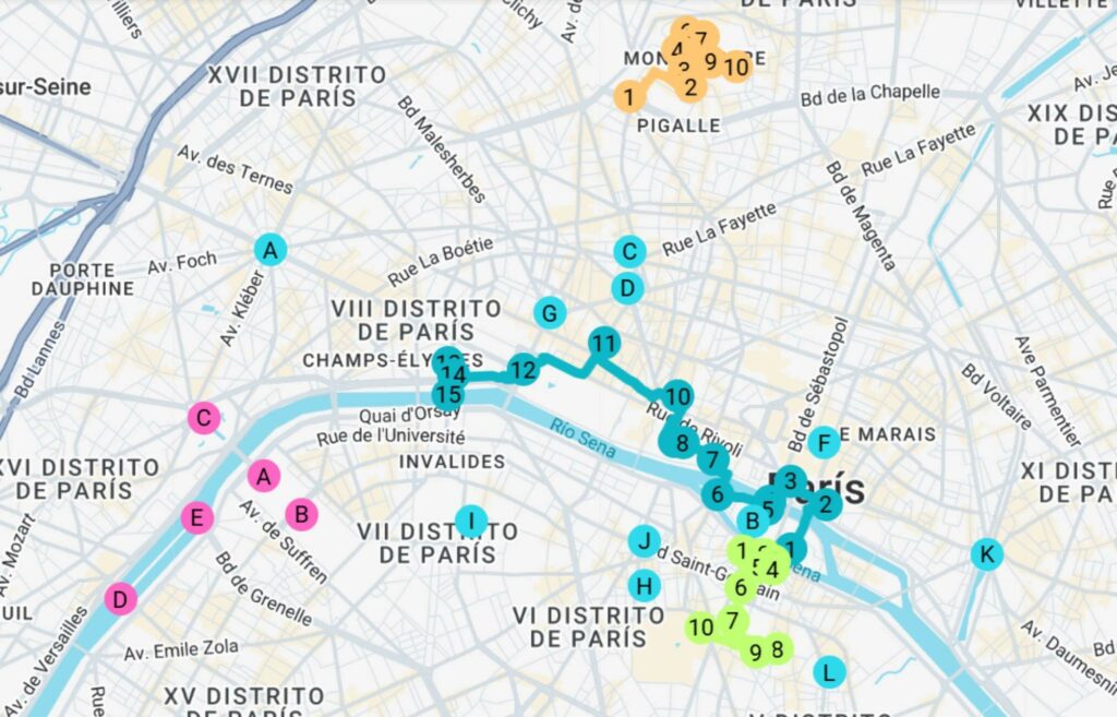 Self-guided tour in Paris 5 Mapa Paris