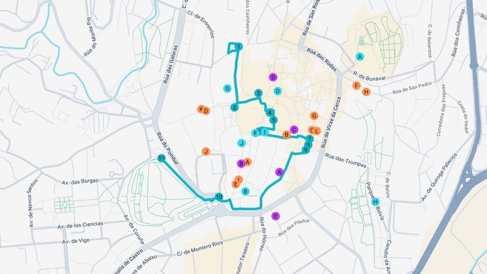 Self-Guided tour in Santiago de Compostela 5 Mapa Santiago de Compostela EN